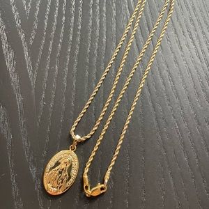 Gold plated necklace with saint pendant